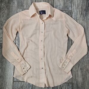 Vintage 80’s Panhandle Slim Peach button Down With Gold Stripes